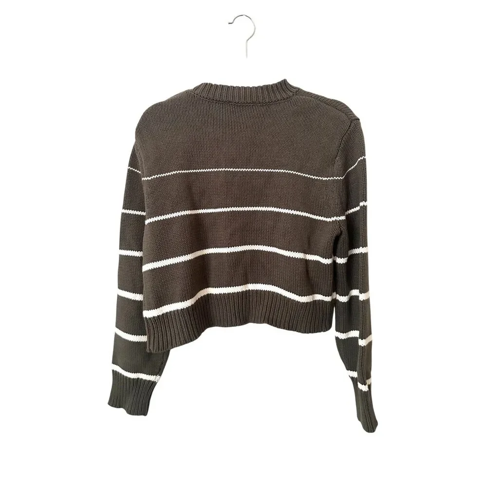 Z SUPPLY Milan‎ Striped Crewneck Sweater Green Large